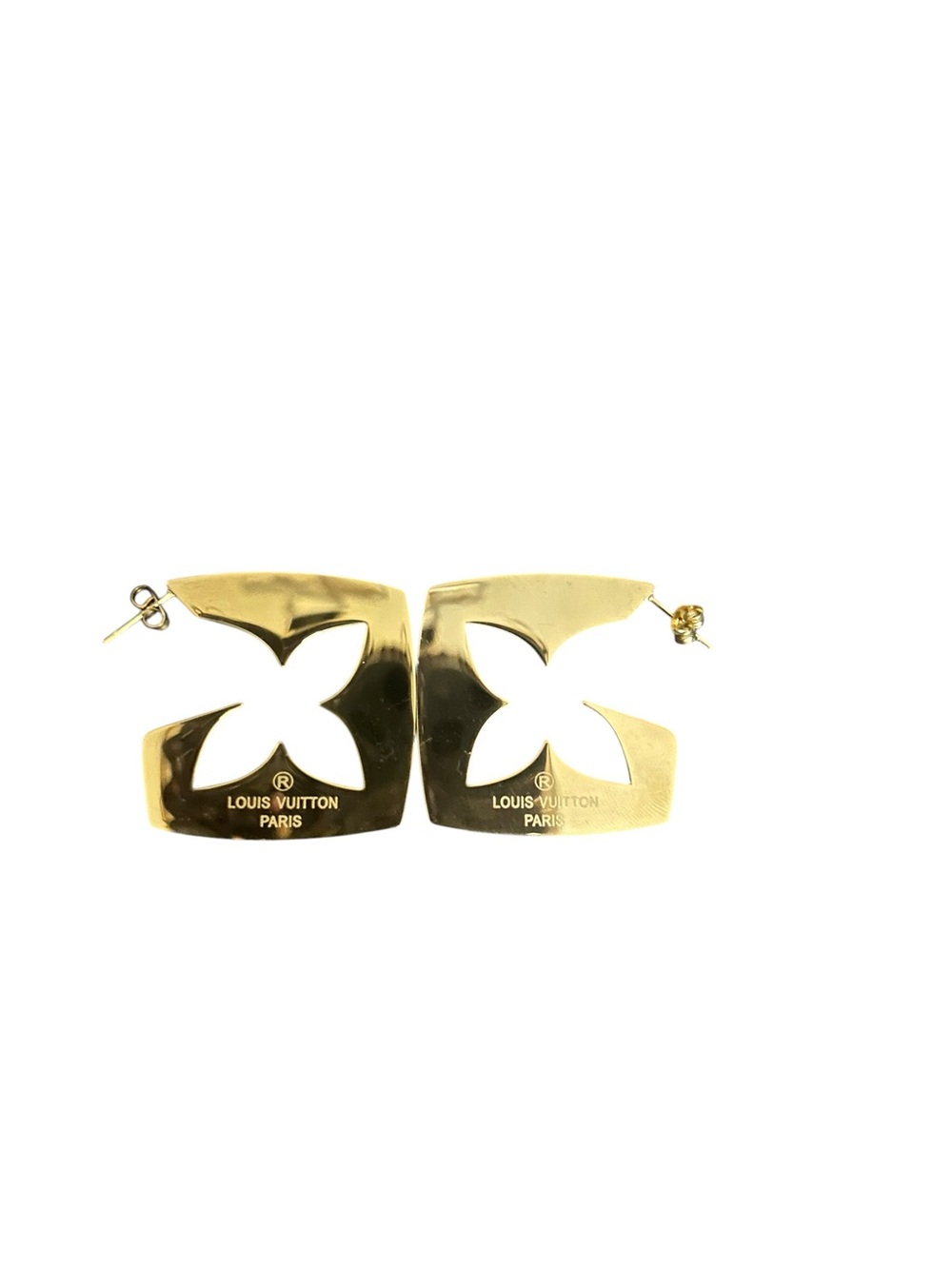 Louis Vuitton Gold Monogram Flower Cutout Stud Earrings